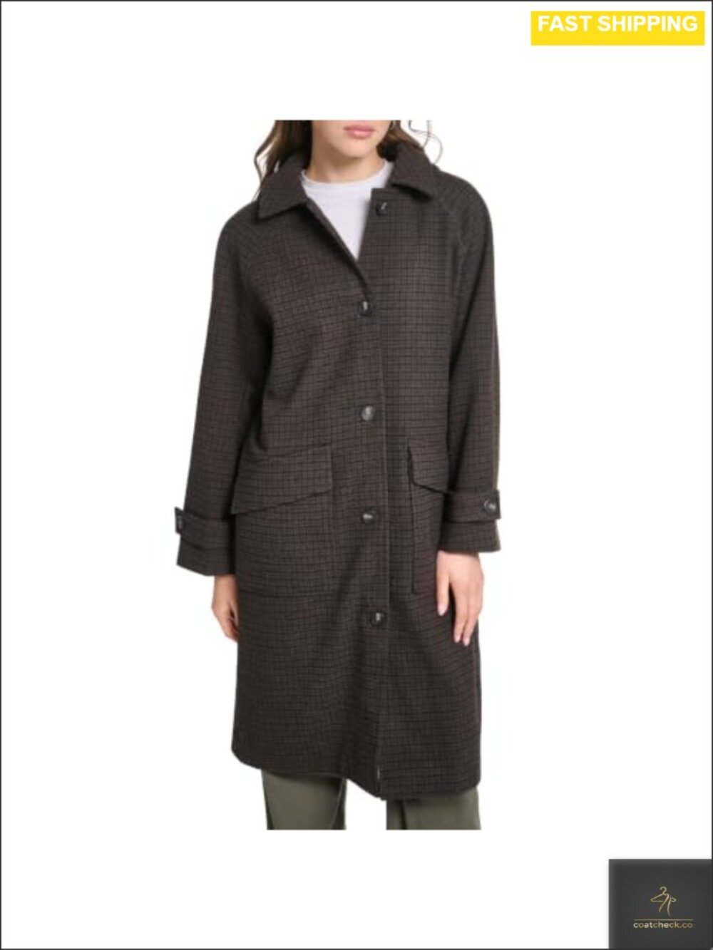 Wool Blend Hooded Maxi Swing Coat Button Front Flap Pockets